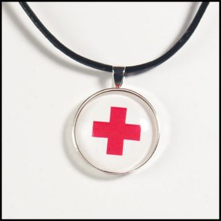 Nurse Doctor Pendant Necklace First Aid Red Cross Help