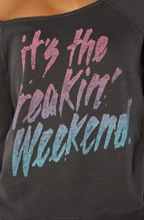 Junkfood Clothing The Its The Freakin Weekend Off Shoulder Sweatshirt
