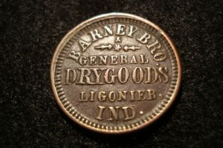 1863 CIVIL WAR STORE CARD TOKEN BARNEY BRO. GENERAL DRY GOODS LIGONIER