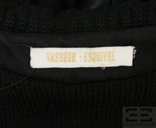 Vasseur Esquivel Black Satin and Knit Belted Flounce Jacket