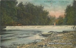 1913 Hand Colored Tulsa Oklahoma Bird Creek Falls Postcard