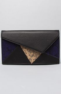 Accessories Boutique The Python Triangle Detail Clutch in Black