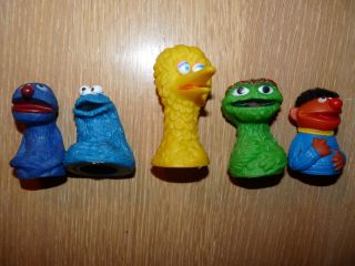  Vintage Sesame Street Finger Puppets Grouch Big Bird Cookie Monster