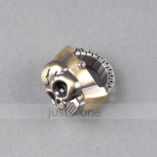  Skull Head Finger Ring Watch Stretchy Watchband Silvery