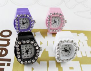  Womens D Shape Quartz Finger Ring Watch Wrist Watches Clock