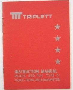  Triplett Model 630 PLK Type 6 Manual $5 Shipping