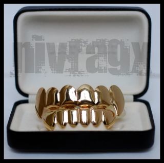 14k Gold Grillz Teeth Vampire Fangs Top Bottom Set Combo Mouth Grills