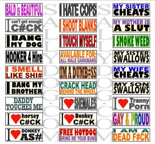 Offensive Magnetic Revenge Bumper Stickers Funny Rude