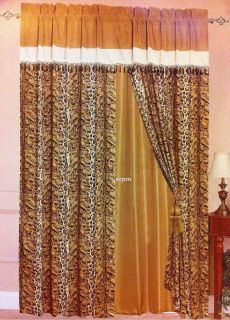 Faux Fur Animal Print Brown Black Tiger Leopard Suede Window Curtain