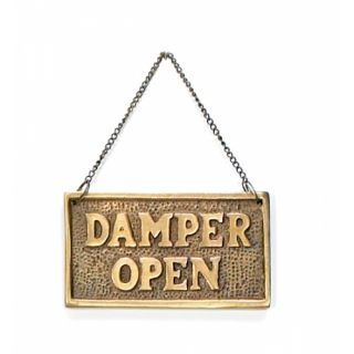 Antique Brass Sign Damper Open Damper Close Fireplace