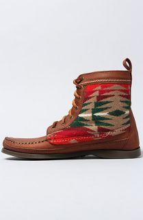 Sole Boutique The Samosa Boot in Brown Leather and Camel Pendleton