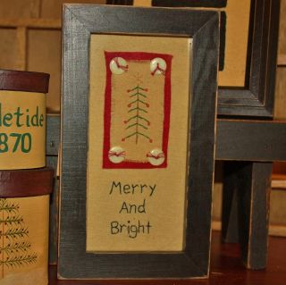  stitchery❄primitive by Kathy❄rustic Wood Frame Glass Front