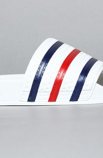 adidas The Adilette Sandal in White Dark Indigo