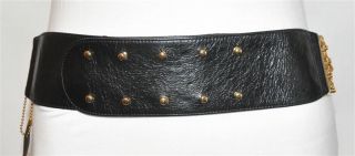 Raina Eva Black Gold Chain Leather Belt