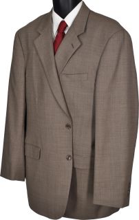 46L Evan Picone Stone Woven Three Piece Two Button Executive Wool Suit