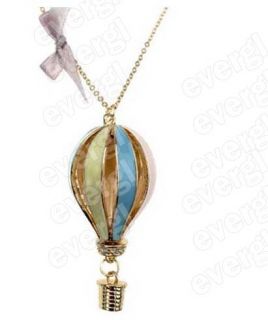  Colorful Crystal on Air Hot Fire Balloon Pendant Chain Necklace