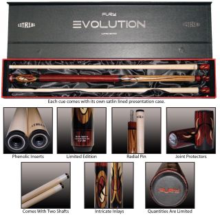  Custom Evolution Rengas Ebony Pool Cue Stick 2 Shafts Free Case