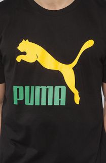 Puma The Vintage No 1 Logo Tee in Black Yellow