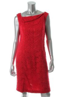  Red Crochet Asymmetric Collar Cocktail Evening Dress 16 BHFO