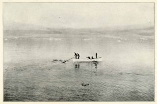 1901 Print Glacier Bay Ice Fishing Boat Ocean Alaska Sailor Nature