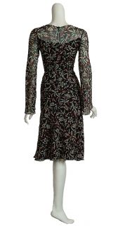 Feminine ESCADA Black Floral Silk Dress $2350 36 6 New
