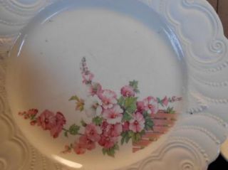  1868 Thompsons Old Liverpool Ware Red Pink Flower Fence Design