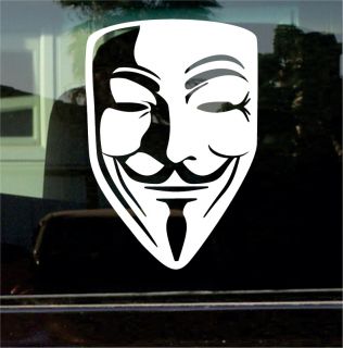 for Vendetta Guy Fawkes Mask 8 inch Vinyl Decal Sticker