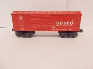 LIONEL POSTWAR PRR 6014 BOSCO CHOCOLATE FLAVORED SYRUP RED BOXCAR