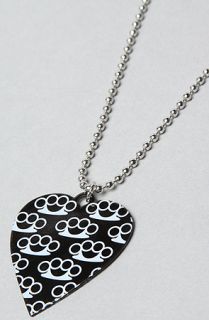 Accessories Boutique The Knuckle Print Heart Necklace in Black and