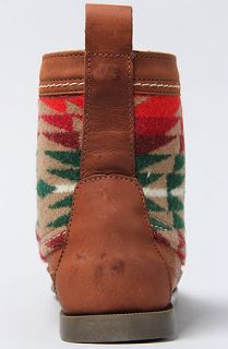  samosa boot in brown leather and camel pendleton fabric sale $ 71 95