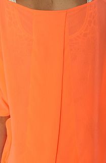 BB Dakota The Deliz High Crinkle Chiffon Top in Neon Orange