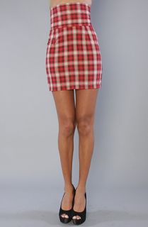 NTICE The Plaid Diamond Quilted High Waist Mini in Red