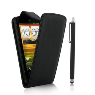 Leather Flip Case Cover for HTC One V Screen Protector Big Stylus