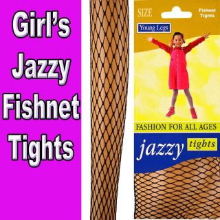 Girls Jazzy Fashion Fishnet Tights Black 11 13 Years