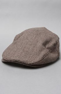 Brixton The Barrel Hat in Tan Brown Houndstooth