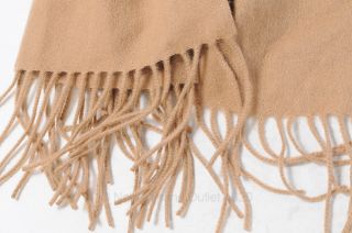 Club Room Beige Camel OS Cashmere Classic Solid Fringe Mens Wrap Scarf