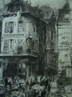 Hedley Fitton (1859 1929) British Artist Orig. Etching French Street