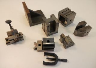 Machinist Milling Tools Lot of V Blocks, Fixture Blocks, Angle Plates