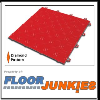 Garage Floor Tiles 3 Diamond Pattern Red