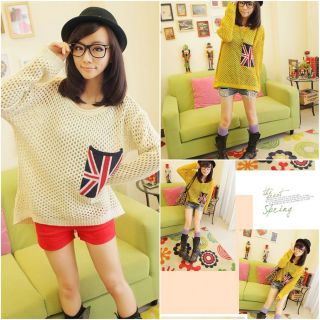 Sexy Women Cutout Cardigan Sweater Pullover Jumpers UK Flag Pattern
