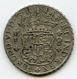 1750 MF Mexico KG Ferdinand VI of Spain Colonial 8 Reales Pillar