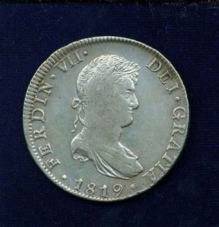 Mexico Spanish Colonial Ferdinand VII 1819 JJ 8 Reales Silver Coin XF