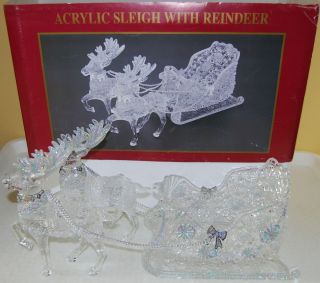 Acrylic Sleigh with Two Reindeer Christmas Display