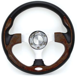EZGO Golf Cart Steering Wheel Wood Grain Regal Burl and Black with