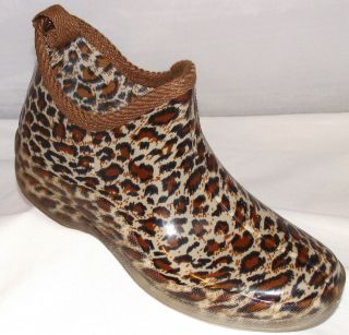 Henry Ferrera RS Tiger Leopard Brown Print Ankle Rubber Rainboots Size