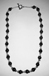 Custom Crystalz The Black Onyx Silver Necklace with Rhinestone Accents