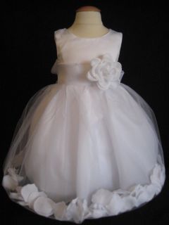 Beautiful White on White Rose Petal Flower Girl Dress 2T 3T 4T