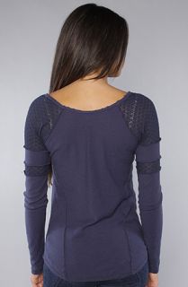 Free People The Augustana Graphic Top in Navy