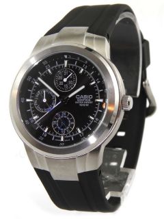 New Casio Edifice EF305 1A Stainless Steel Blask Dial Mens Watch 100M