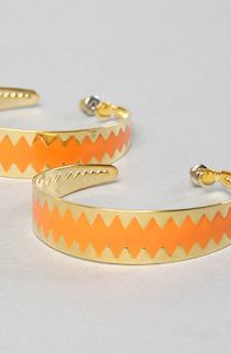 Accessories Boutique The Colored Zig Zag Hoop Earrings in Neon Orange